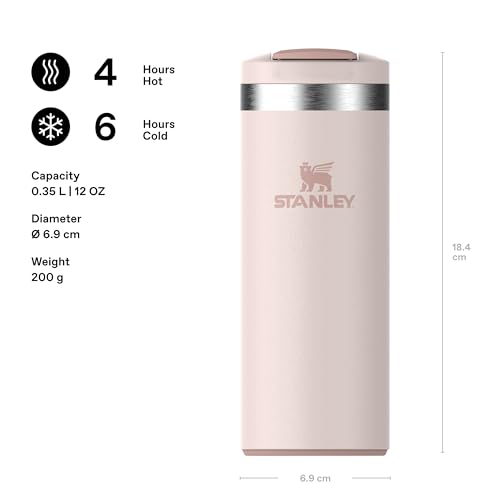 Image of STANLEY 1913 Transit Flip Top Mug 0.35L - Rose Quartz | Keeps 4 Hours Hot - 6 Hours Cold - Leakproof - Dishwasher Safe - Car Cup Holder Compatible