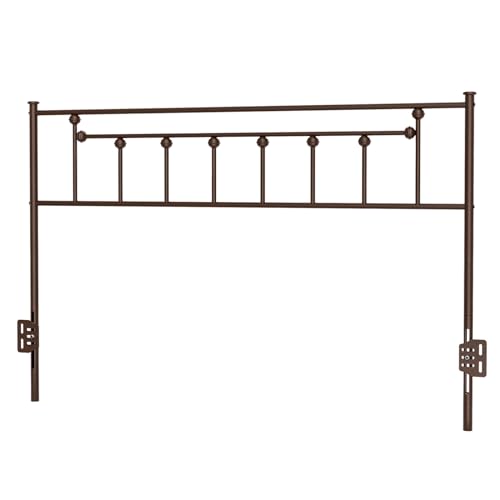 IKIFLY Metal Queen Size Headboard Only, Adjustable Height, Sturdy Steel Headboard for Queen Size Bed, Farmhouse Victorian Style, Attach Frame,Easy Assembly, Brown
