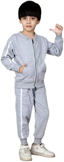 AmeehaStylish kids Strip Track suit for Boys & Girls (4-5 Years, Strip Track suit, Grey)