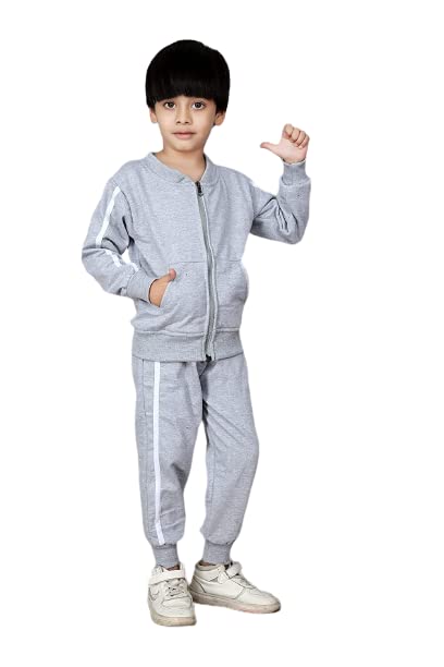 AmeehaStylish kids Strip Track suit for Boys & Girls (4-5 Years, Strip Track suit, Grey)