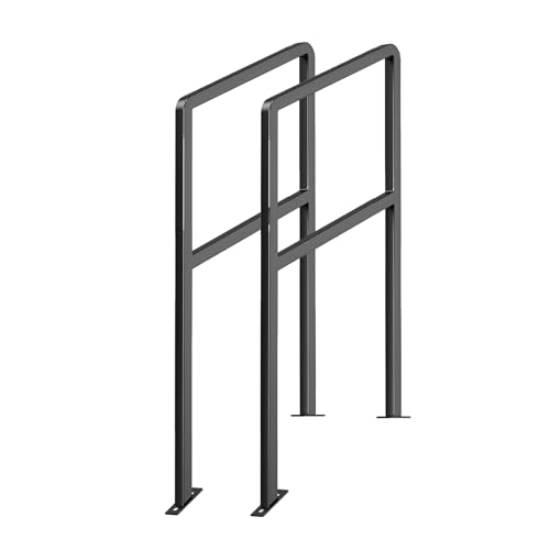 DLEESUYS 黒い踏み台の手すり 屋内屋外階段手すり 工業 家庭 玄関 バルコニー 庭 倉庫 ヴィラ ガーデン 廊下 耐久性 高さ85cm TB-001FS (2, 2段)