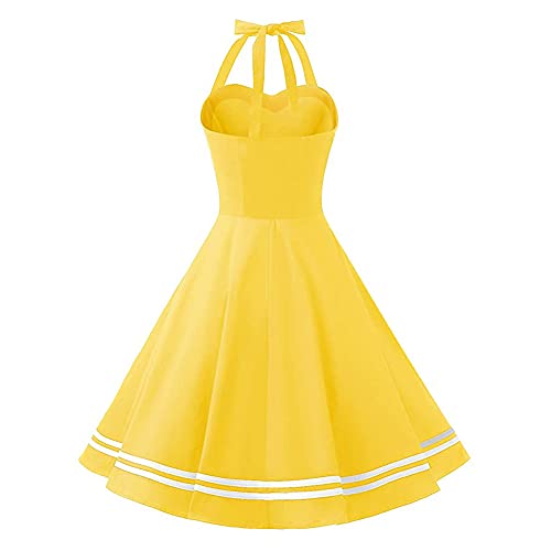 Image of 50s Dresses for Women Vintage 1950s Halter Retro Cocktail Dress 50s Polka Dot Pinup Rockabilly Audrey Hepburn Tea Party Dress