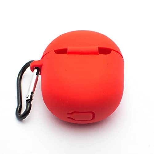Image of Protective Soft Silicone Case Cover with Hook Compatible with bAot Airdope 381 /383 (Cover Only) (Red-Logo)