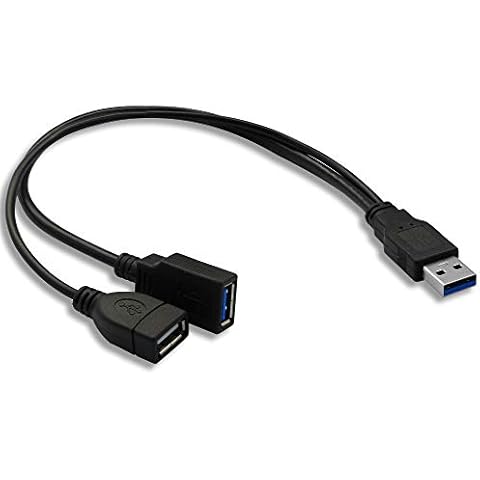 GINTOOYUN USB 3.0 Splitter Cable,USB Type A 3.0 Male to 3.0 Female and 2.0 Female Y Extension Splitter Cable for PC,Laptop,Length 30cm Cover
