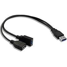 GINTOOYUN USB 3.0 Splitter Cable,USB Type A 3.0 Male to 3.0 Female and 2.0 Female Y Extension Splitter Cable for PC,Laptop,Length 30cm