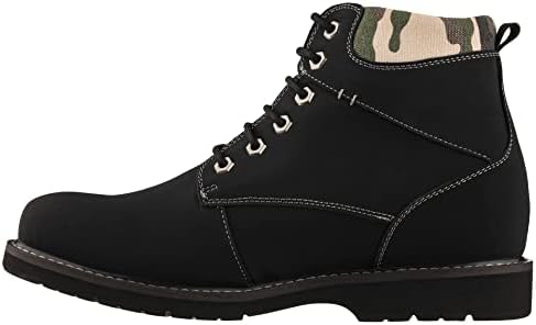 CALTO Men's Invisible Height Increasing Elevator Shoes - Nubuck Black Leather Lace-up Round-Toe Work Boots - 3.2 Inches Taller - YH7831 - Size 11 D(M) US | Image 2