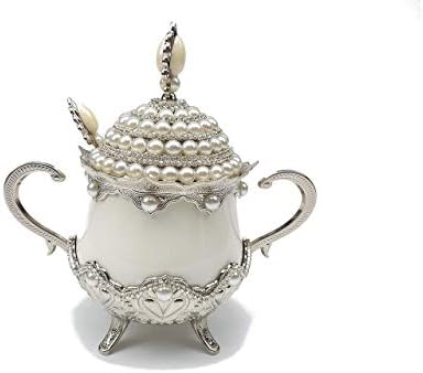 CopperEagles Candy Bowl Coated Handmade Brass Sugar Chocolate Serving Dish Gift For Lovers and You (Silver White Porcelain)