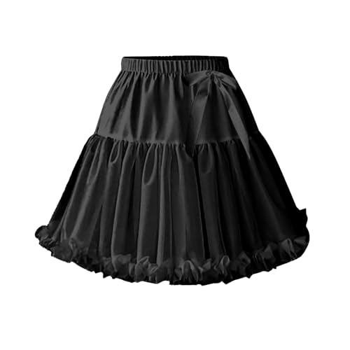 Generisch Elegante enagua enagua con cintura ajustable ribete de encaje para Lolita moda cosplay disfraces, Negro , Tallaúnica