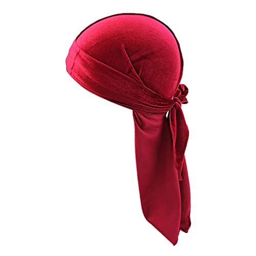 Harilla Sombrero de Bandana de de Moda para Hombre Long Tail Headwrap Beanie Chemo Hat, Vino rojo, tal como se describe Cover