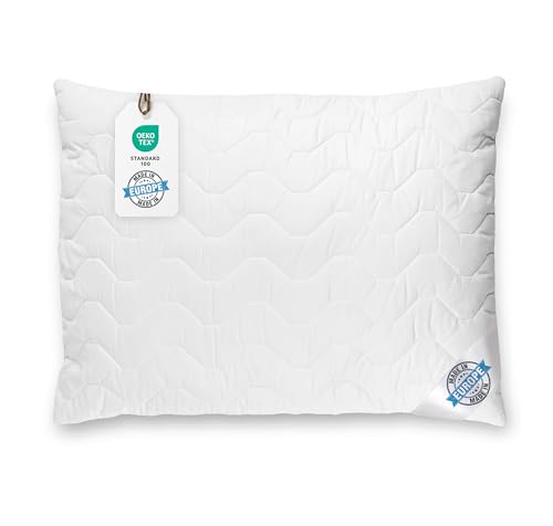 BLUE MOON Kopfkissen 70x90 - hautfreundliches Bett Kissen - Hochwertige Mikrofaser - Schlafkissen - allergiker-freundlich - kopfkissen waschbar - Made in EU - (70cm x 90cm)