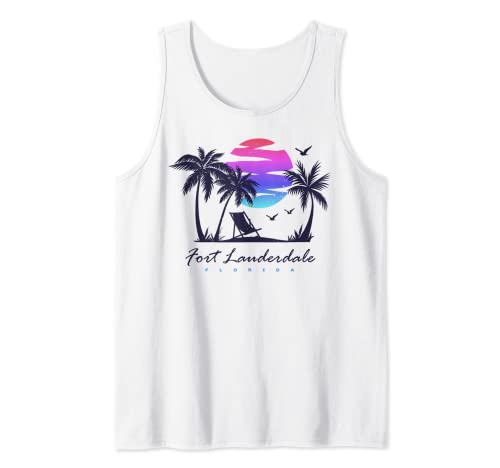 FORT LAUDERDALE FLORIDA Beach Vacation Retro Vintage Sunset Camiseta sin Mangas