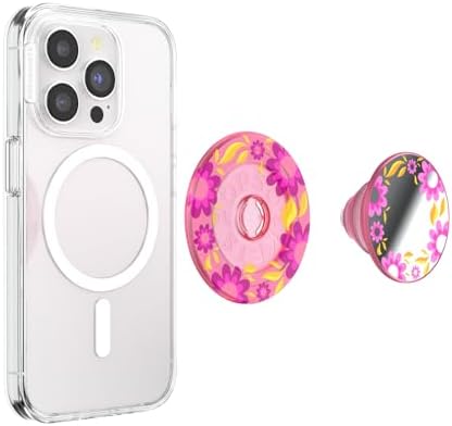 PopSockets Phone Grip for MagSafe with Kickstand, Magnetic Stand, Swappable Top, Secure Hold for iPhone MagSafe Cases, Phone & Tablet Grip - Pink Relief