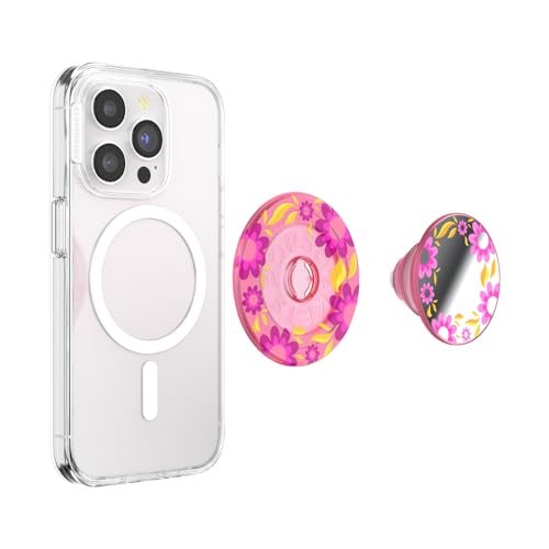 PopSockets Phone Grip for MagSafe with Kickstand, Magnetic Stand, Swappable Top, Secure Hold for iPhone MagSafe Cases, Phone & Tablet Grip - Pink Relief