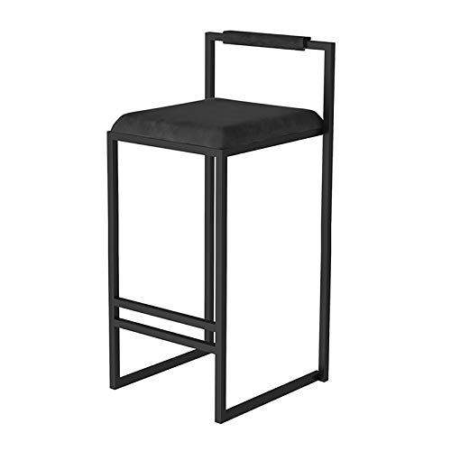 Silla de Comedor | Taburetes Bar de Metal Negro con Asiento y Respaldo con Cojín de Terciopelo, Taburete Bar | Pub | Café, Comedor, Cocina, Barra, Taburete con Reposapiés Cover