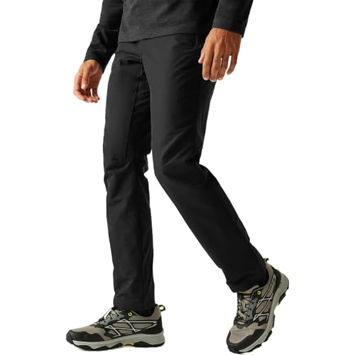 Regatta Mens Highton Hiking Trousers Stretch Water Repellent Quick Dry Winter Walking Black