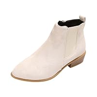 Womens Waterproof Boots Ankle Boots for Women Wide Fit Walking Shoes Comfortable Waterproof Side Zipper Booties Warm Lined Low Heel Wellington Boot Fashion Knee high Beige 5