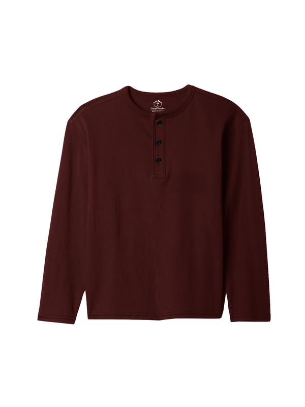 Image of LAZYCHUNKS T-Shirt for Men|Plain Henley Full Sleeve T Shirt|Cotton Blend T Shirt for Men|Men's T-Shirt|Tshirt for Men Stylish|T-Shirts for Men Regular Fit.