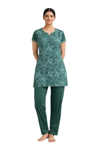 Image of Duchess Women's Cotton Printed Long Length Night Suit Set