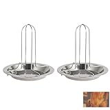 MOYXZML 2 Stück Hähnchengrill, Hähnchenbräter für Grillhähnchen Hähnchen Grill Ständer, Hähnchenschenkel Halter, Hühnerhalter Aus Edelstahl, Brathähnchenhalter mit Auffangschale für den Ofen