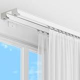 Doppelläufige Vorhangstange – Aluminium-Deckenvorhangstange für Fensterbehandlungen, 2,30 m verstellbare schwebende Vorhangführung für Heimdekoration