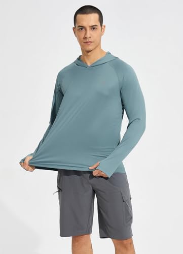 baleaf Men's Sun Protection Hoodie Shirt UPF 50+ Long Sleeve UV SPF T-Shirts Rash Guard Fishing Swimming Lightweight