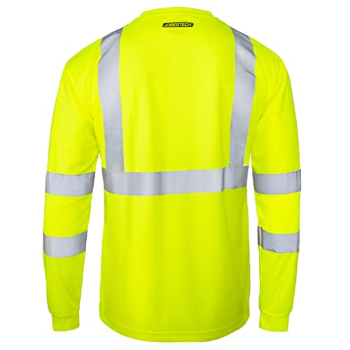 JORESTECH Safety Shirt High Visibility Reflective Yellow Long Sleeve with Front Pocket ANSI Class 3 Type R