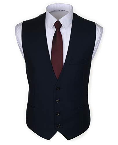 Ruth&Boaz Men's 3Pockets 4Button Business Suit Waistcoat (XXL (58), Navy)