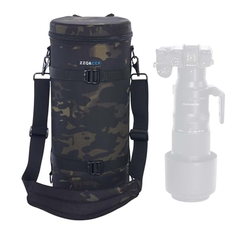 Image of ZZQ&CCF Camera Lens Case Pouch Bag for NIKON NIKKOR Z 180-600mm f/5.6-6.3 VR Water Resistant Protective Camera Lens Pouch for Telephoto Zoom #Black Camo