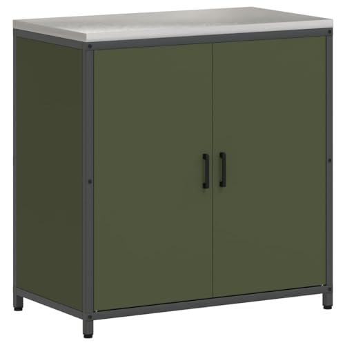 vidaXL Kitchen Storage Cabinet with Shelf with Door Olive green Steel, Organizational Furniture, Modern Storage Solution, Customizable Shelving, Space-Saving Unit, Modular Wardrobe, Update Home Style