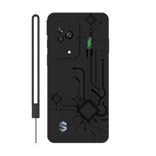 Sunrive Hülle Kompatibel mit Xiaomi Black Shark 5/5 Pro Hülle,matt Handyhülle Schutzhülle Etui TPU Rückseite (schwarz) +1xHandykette Handschlaufe