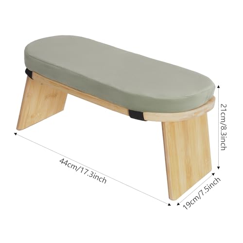 LOYALHEARTDY Meditation Bench - Bamboo Wood, Foldable Meditation Stool with Velvet Cushion Cover & Carrying Bag - Prayer Kneeler Chair for Yoga Or Sitting (Green) - Image 4