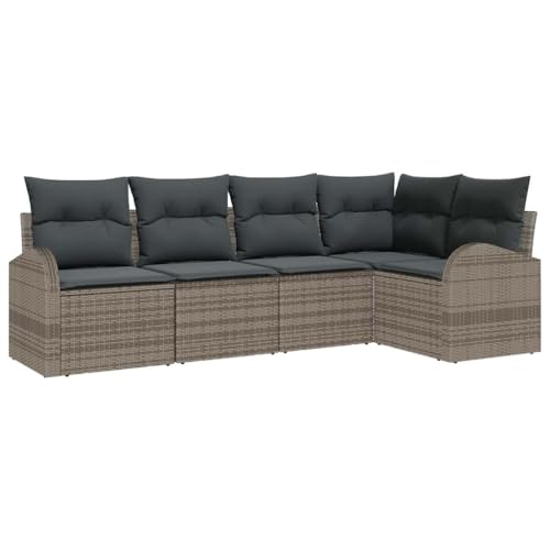 vidaXL Set Divano da Giardino con Cuscino 5 PCS Grigio