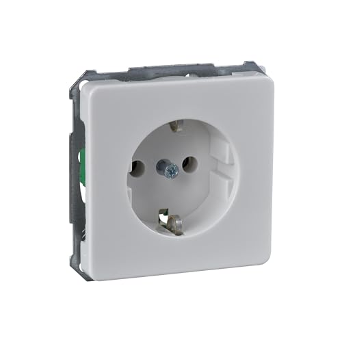 Schneider Electric Elso Schuko-Steckdose ohne Kralle, Unterputz, 16A, Fashion, Riva, Scala, Steckklemme, reinweiss, Artikelnummer 205054, 1 Stück
