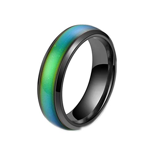 Zidao Edelstahlring Temperatur, Farbe Ändern Stimmungsring 6Mm Breit Smart Jewelry,2 Cover