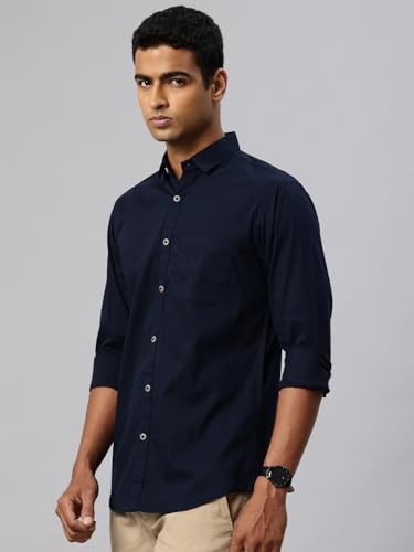 Image of Majestic Man Comfort Slim Fit Solid Pure Cotton Self Design Casual Shirt