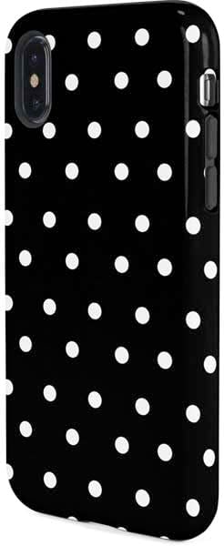 Skinit Pro Phone Case Compatible with iPhone X - Black and White Polka Dots Design