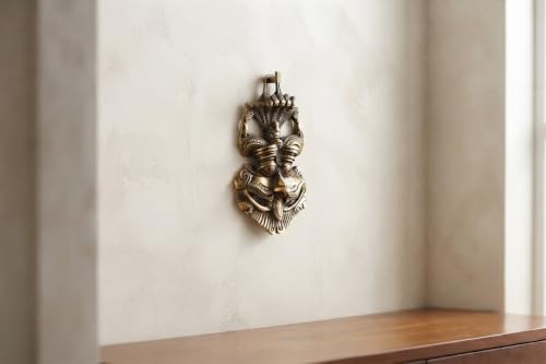 Image of KridayKraft Metal Nazar Battu with Naag Ganesha for Evil Eye Protection and Nazar Suraksha (Bad Eye), Suraksha Kawach Mask (Grey,11 x 11.4 cm)