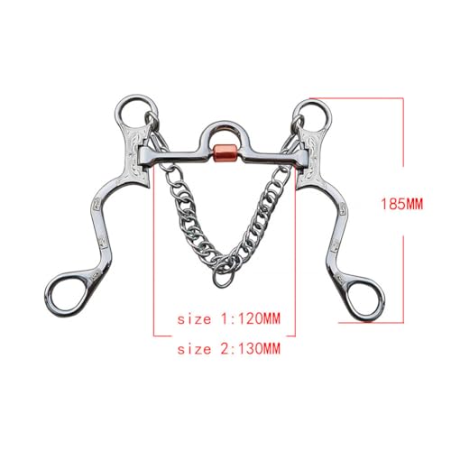 LIZHOUMIL Snaffle Curb Bit Stainless Steel Training Horse Bit Port Mouth with Copper Roller Engraved German Silver Trims BT1151 130mm