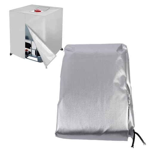 210D Oxford Fabric IBC Tote Cover for 1000L Outdoor Water Tank Cover, Water Anti Dust, Thermal Insulation Drawstring (Silver)