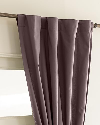 Image of THE LINEN COMPANY Solid Cotton Curtains 4 Feet for Window, Soft Color Window Drapes, 4ft Set of 2, Lavender