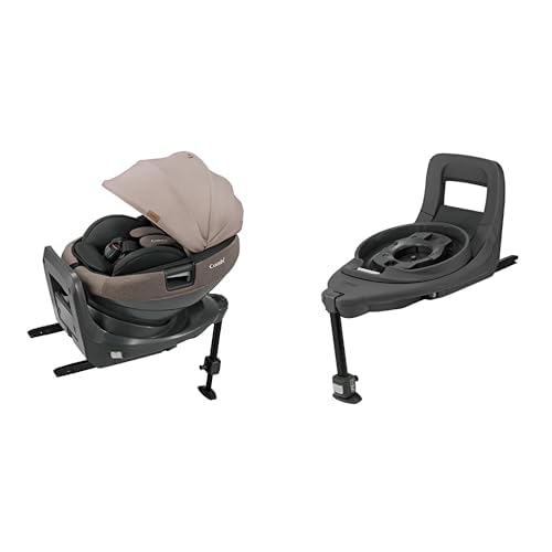 Combi コンビ ISOFIX固定 新生児対応 回転式 チャイルドシート 新生児から4才頃 ホワイトレーベル THE S ISOFIX エッグショック ZC-690 ベージュ 取付ラクラクセパレート【セット販売】
