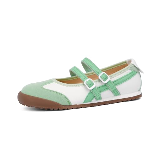 Tigeridea Fashion Sneakers for Women Mary Jane Sneakerina Ballet Sneakers Comfortable Ballet Flat Two Strap Flat Shoes