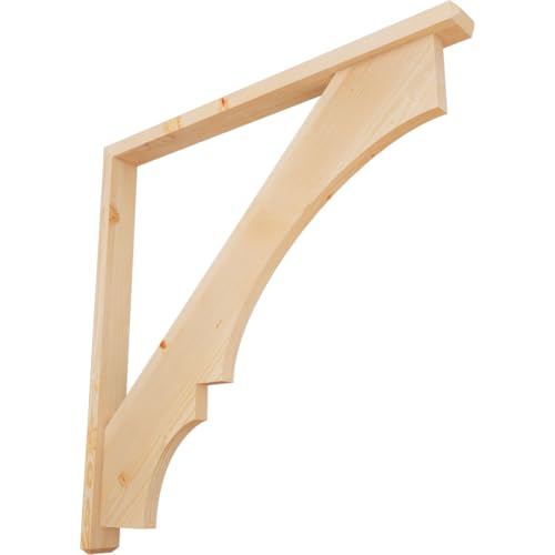 3 1/2"W x 42"D x 42"H Balboa Craftsman Smooth Bracket w/Offset Brace, Douglas Fir