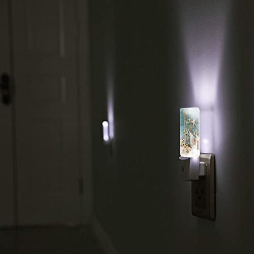 Sand And Starfish On Blue Wooden Led Night Light Auto Sensor Dusk To Dawn Night Light Plug In Indoor Decorative Nightlights For Bedroom Bedroom Hallway Baby's Room #TOP5