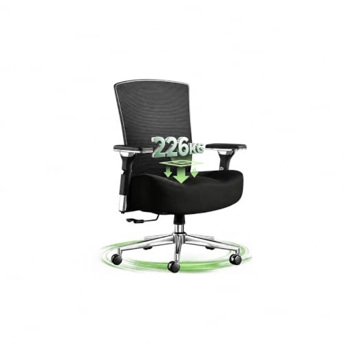 KWKSV Bürostuhl 200kg Ergonomisch Schreibtischstuhl Drehstuhl Büro Stuhl Home Office Chair Computerstuhl Verstellbare 4D Armlehnen Höhenverstellbar W-Sitzkissen