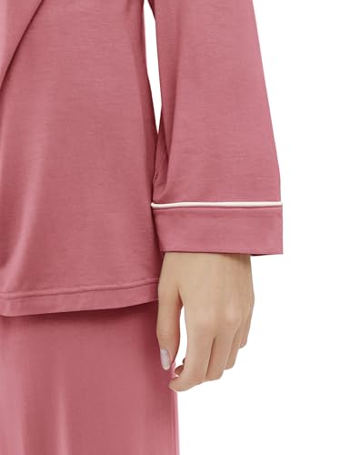 Image of Cherrydew Women's Bamboo Viscose Cooling Long Sleeve Button Up Pajama Set | Buttery-Soft Feel • Naturally Cool Comfort • Breathable Fabric • Relaxed Fit • Sleep & Lounge Ready