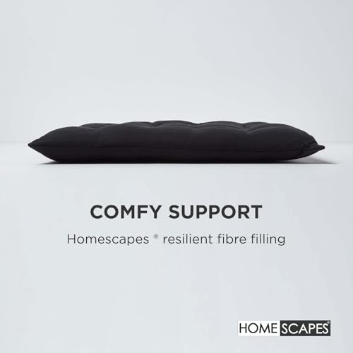 HOMESCAPES - Seat Pad - Black - 40 x 40 cm - Indoor - Garden - Dining - Chair Cushion - 100% Cotton - Well Filled - Easy Care - Washable At Home