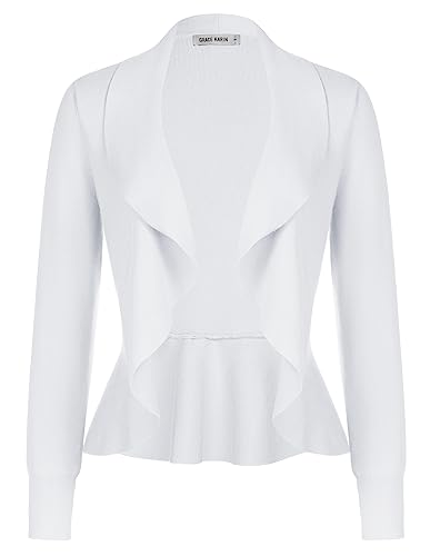GRACE KARIN Damen Rüschen Strickmantel Langarm Open Front Sweater Schal...