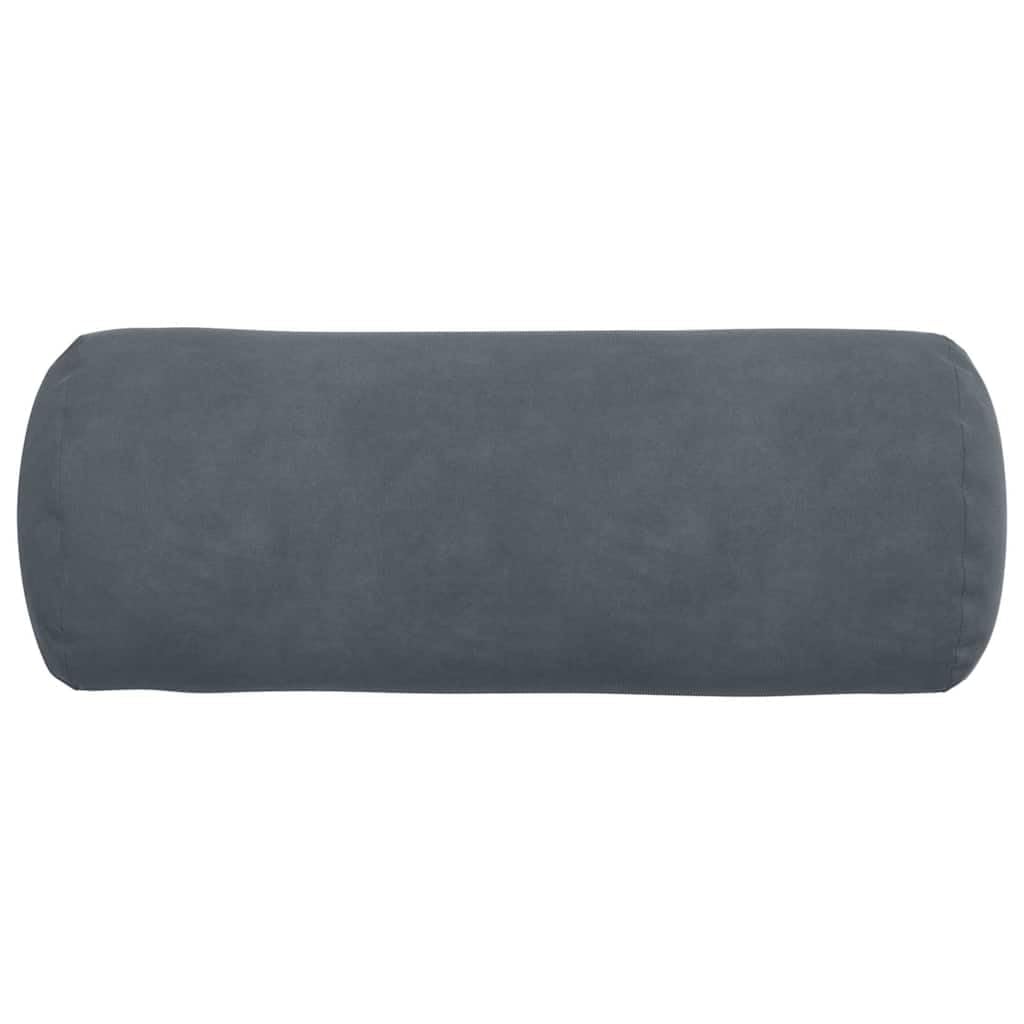 Lot de 2 coussins traversins - Gris foncé - Diamètre : 15 x 40 cm - En velours côtelé - Rembourrés - Avec rembourrage en polyester - Antidérapant et lavable - Ergonomiques - Pour chaise
