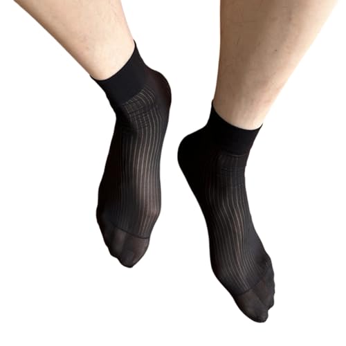 Socks,Mens Thin Dress Socks Silk Sheer Formal Business Socks Soft Nylon Short Tube Suit Socks Striped Ankle Socks
